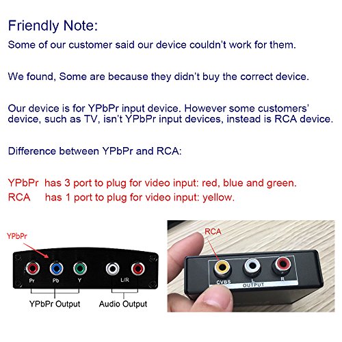 Bluesky HDMI to YPbPr Component RGB 1080p Video and R/L Audio Output Converter Adapter 1080P HD for HDTV/DVD/PS4-Black