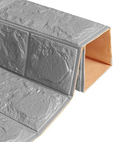 3D Foam Stone Brick Self-adhesive Wall Sticker Wallpaper Panels Background Decal 60x60cm (Grey)