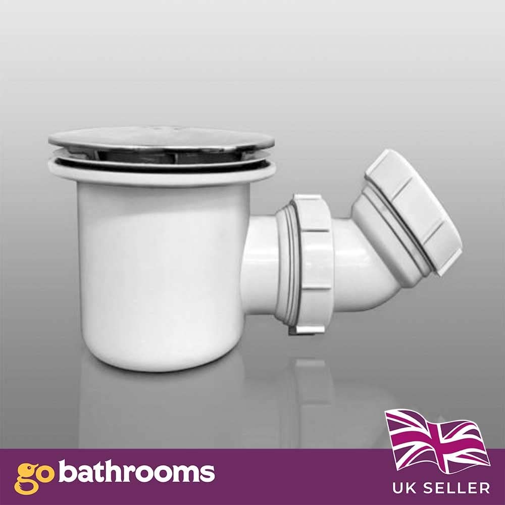 Fast Flow Bathroom Chrome Shower Tray Waste Easy Clean Elbow Joint 90mm