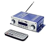 Tsumbay Mini Stereo Amplifier Hi-Fi Audio Power Amplifier with Remote Control, DC 12V Audio Music Player for Auto Car/Boat/Motorcycle/Home Theater/Speakers, SD/DVD/USB/MP3/FM Digital Player Supported