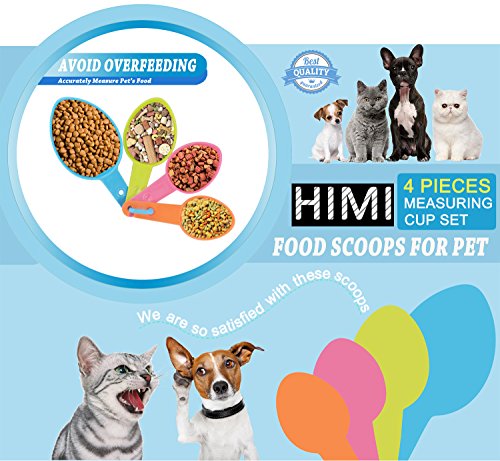 Himi Pet Food Scoops Plastic Measuring Cups - Set of 4 - Great for Dog, Cat and Bird Food (Random Color)