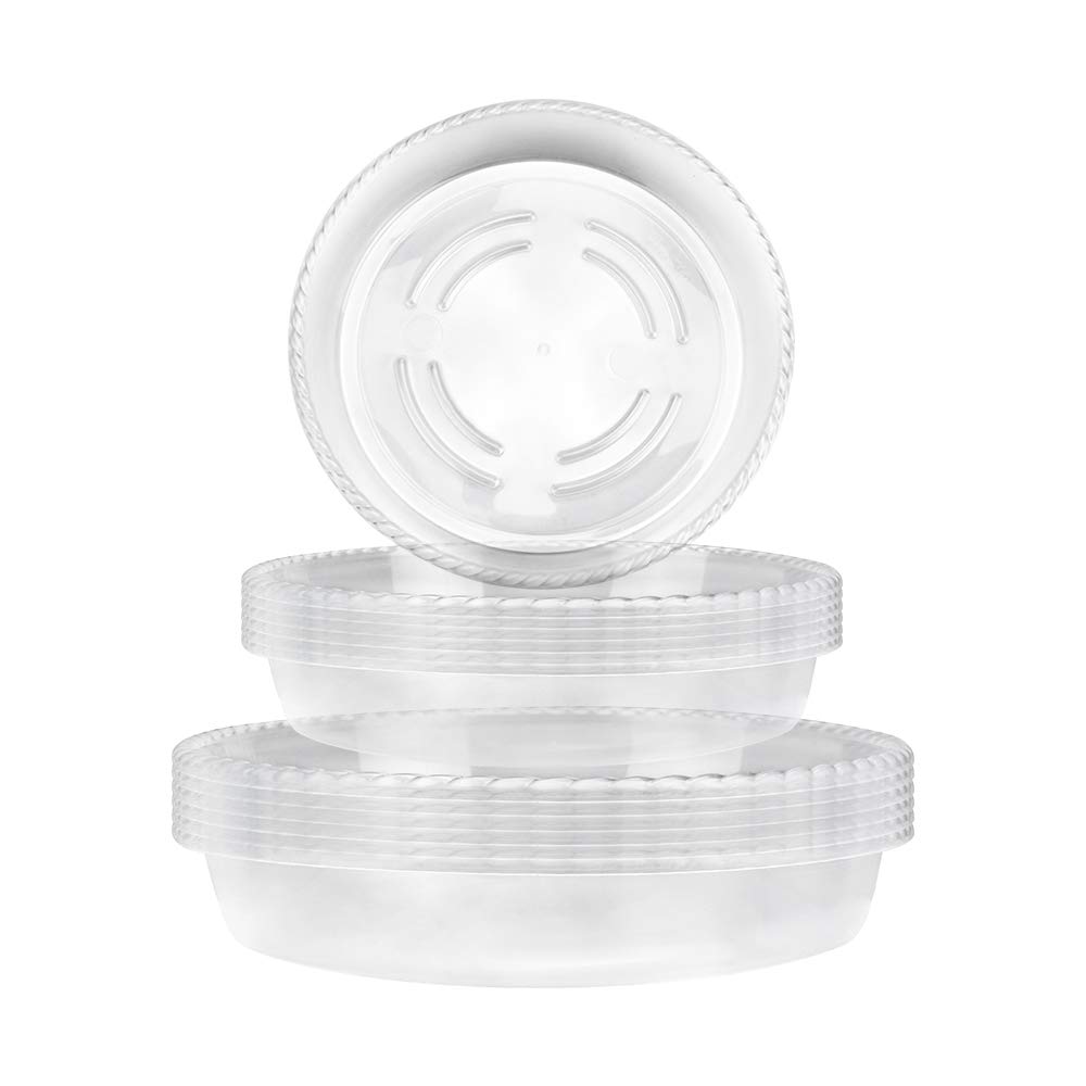 SNAGAROG 18 Pcs Clear Plant Saucers Plastic Plant Drip Trays Round Flower Pot Saucers Trays Clear Saucer Plant Pot Saucer Trays with 3 Different Sizes for Indoor Outdoor Garden Flower Plants