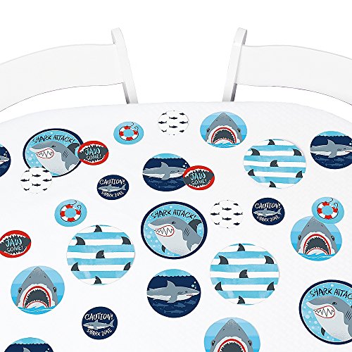 Big Dot of Happiness Shark Zone - Jawsome Shark Party or Birthday Party Giant Circle Confetti - Party Decorations - Large Confetti 27 Count