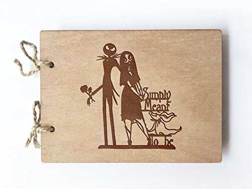 Wedding Guest book (wood) - notebook - Jack and Sally Simply Meant to Be