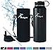 Stainless Steel Vacuum Insulated 40/32 OZ Sports Water Bottle|Best Water Bottle for Men&Women|BUY ONE GET THREE FREE GIFTS-A Straw Lid& A Bottle Pouch & A Bottle Brush-Black 40