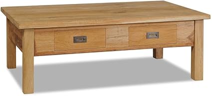 Vidaxl Solid Teak Coffee Table 100x60x35 Cm Home Office Couch Table 2 Drawers Amazon Co Uk Kitchen Home
