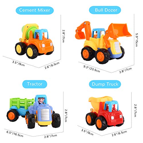 image for Zooawa Push and Go Car Construction Vehicles Trucks Toy, Mini Sliding 