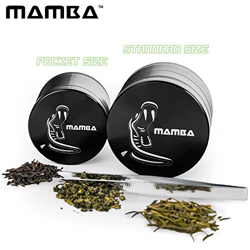 Mamba Grinders 2" Premium Spice Herb Grinder - Razor Sharp Teeth, Pollen Catcher, Scraper - Strong & Portable Plant Tobacco Grinding Accessories Tool. Create The Perfect Fluffy Grind Anywhere (Black) - Thumbnail 5