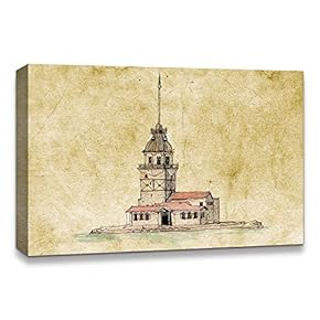 Canvas Wall Art Freehand Sketching of Scenery Pictures Home Wall Decorations for Bedroom Living Room Paintings Canvas Prints Framed - 12x18 inches