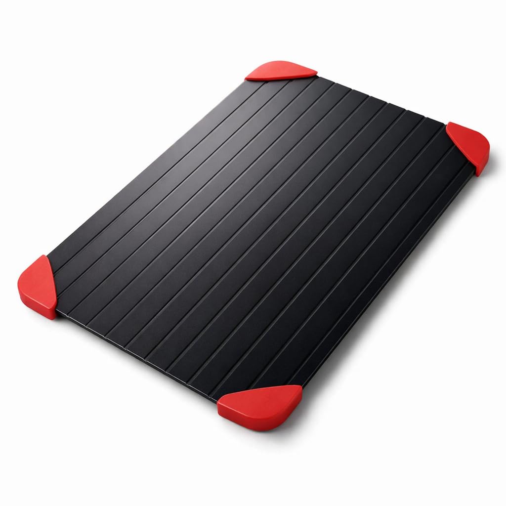 Defrost Tray for Meat & Frozen Food – Fast Natural Thawing Plate, Non-Slip Corner Grip Design, 10x Faster Aluminium Defrost Board 31 x 21 cm – No Heating, Chemicals Electricity or Microwave Required