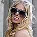 Fheaven Womens Fashion Artificial Diamond Cat Ear Quadrate Big Metal Frame Brand Classic Sunglasses (D)