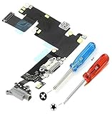 MMOBIEL Dock Connector for iPhone 6 Plus (Black/Space Grey) USB Charging Port Flex Mic Audiojack Antenna Loudspeaker Connector installed incl 2x screwdriver