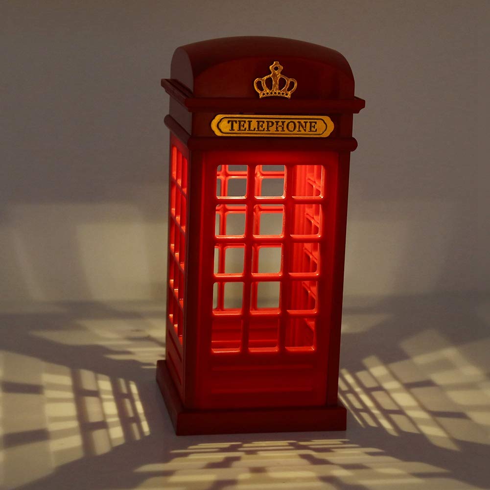 Dimmable Night Light, Retro Classic Telephone Booth Shaped Touch Sensor Night Light Warm Yellow LED Desk Lamp for Living Room Baby Room