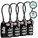 Small Combination Padlock - Travel TSA Lock - Cable Luggage Lock for Bag, Suitcase, Backpack (4Pack)