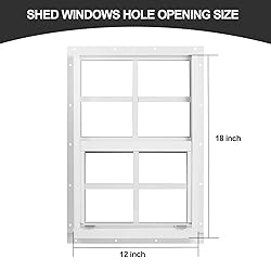Shed Windows 2 Pack 12" W x 18" H Flush Mount White