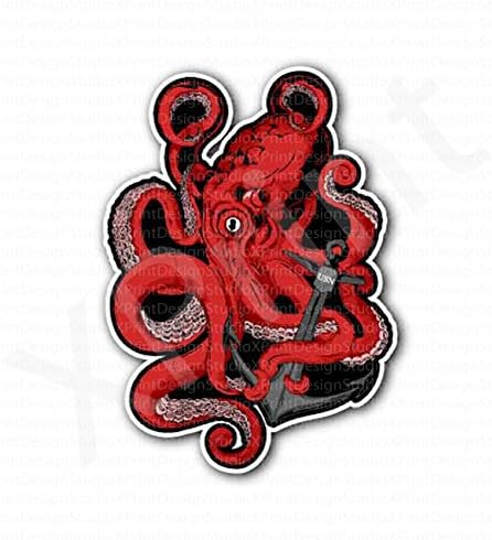 Red Octopus USN Anchor Sticker