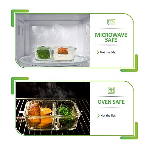 Prep-Naturals-Glass-Meal-Prep-Containers-Glass-2-Compartment-5-Pack-Glass-Food-Storage-Containers-Glass-Storage-Containers-with-Lids-Divided-Glass-Cupcake-Carriers-29-Ounce
