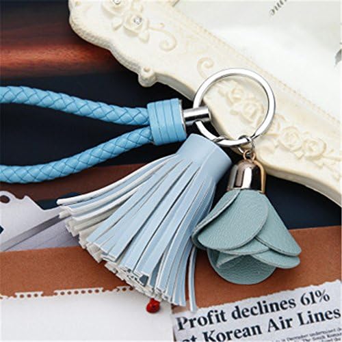 Chiffon Tassel Car Key Chains Couple Bag Ornaments Creative Fashion Charm Flower Ornaments Keychain 11