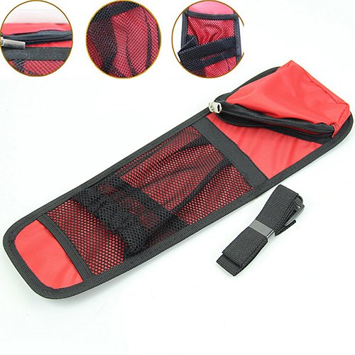 Baost 1Pc Auto Car Seat Side Storage Organizer Hanging Collector Bag Multi Pocket Waterproof Fabric Car Interior Holder Bag Eyeglasses Magzine Phone Holder Zipper Pouch Red
