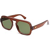 VANLINKER Oversized Retro Square Aviator Sunglasses for Women Men 70s Vintage Style Trendy Big Flat Top Sun Glasses VL9826