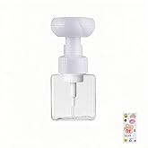 WJCCLYJC Flower Foam Dispenser Pump Bottle-250ml Reusable Plastic Soap Dispenser for Shampoo, Hand Soap&Bath, Includes Cute Stickers, Perfect for Kids Bathroom Or Kitchen (Transparent)