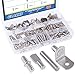 Glarks 120-Pieces 4 Styles Shelf Bracket Pegs Cabinet Furniture Shelf Pins Support Nickel Plated - Silver