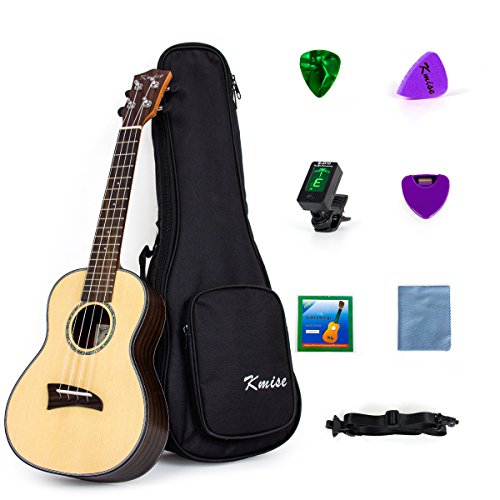 Kmise Solid Spruce Concert Ukulele Kit Ukelele Uke Hawaii Guitar 23 inch 18 Fret with Rosewood
