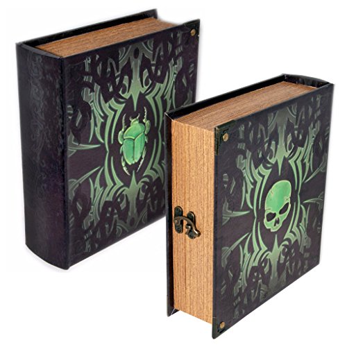 Grimoire Deck Box, Deathrite | Large Wooden Spellbook Style Fabric Lined Deck or Cube Box for MTG, Yugioh, and Other TCG | 1000+ Card Capacity