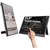 QQU 15.6 Inch Portable Monitor Touchscreen with Stand, Portable Travel Monitor 1080P IPS/HDR Laptop Screen Extender for Gaming and Computer Display, Compatible with Laptop PC Phone PS4/PS5 Switch