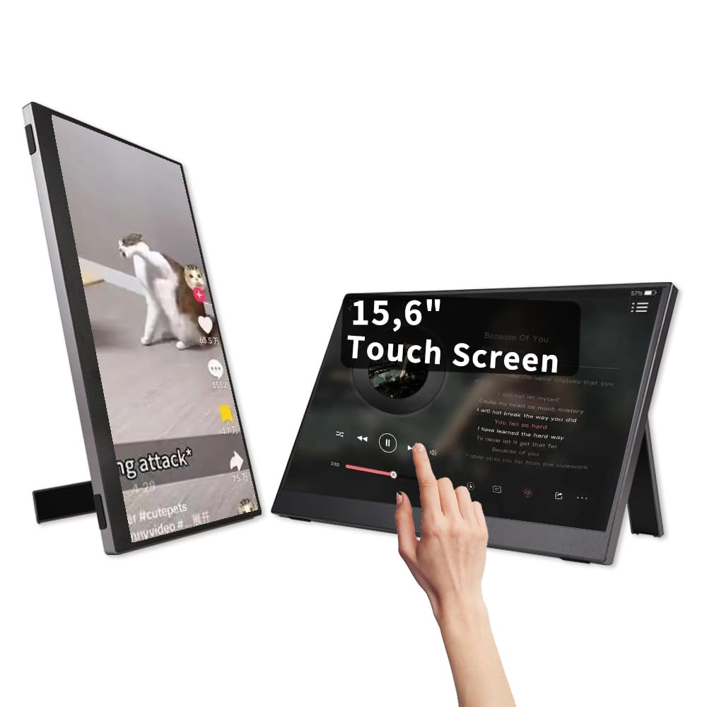 Photo 1 of QQU 15.6 Inch Portable Monitor Touchscreen with Stand, Portable Travel Monitor 1080P IPS/HDR Laptop Screen Extenderfor Gaming and Computer Display, Compatible with Laptop PC Phone PS4/PS5 Switch