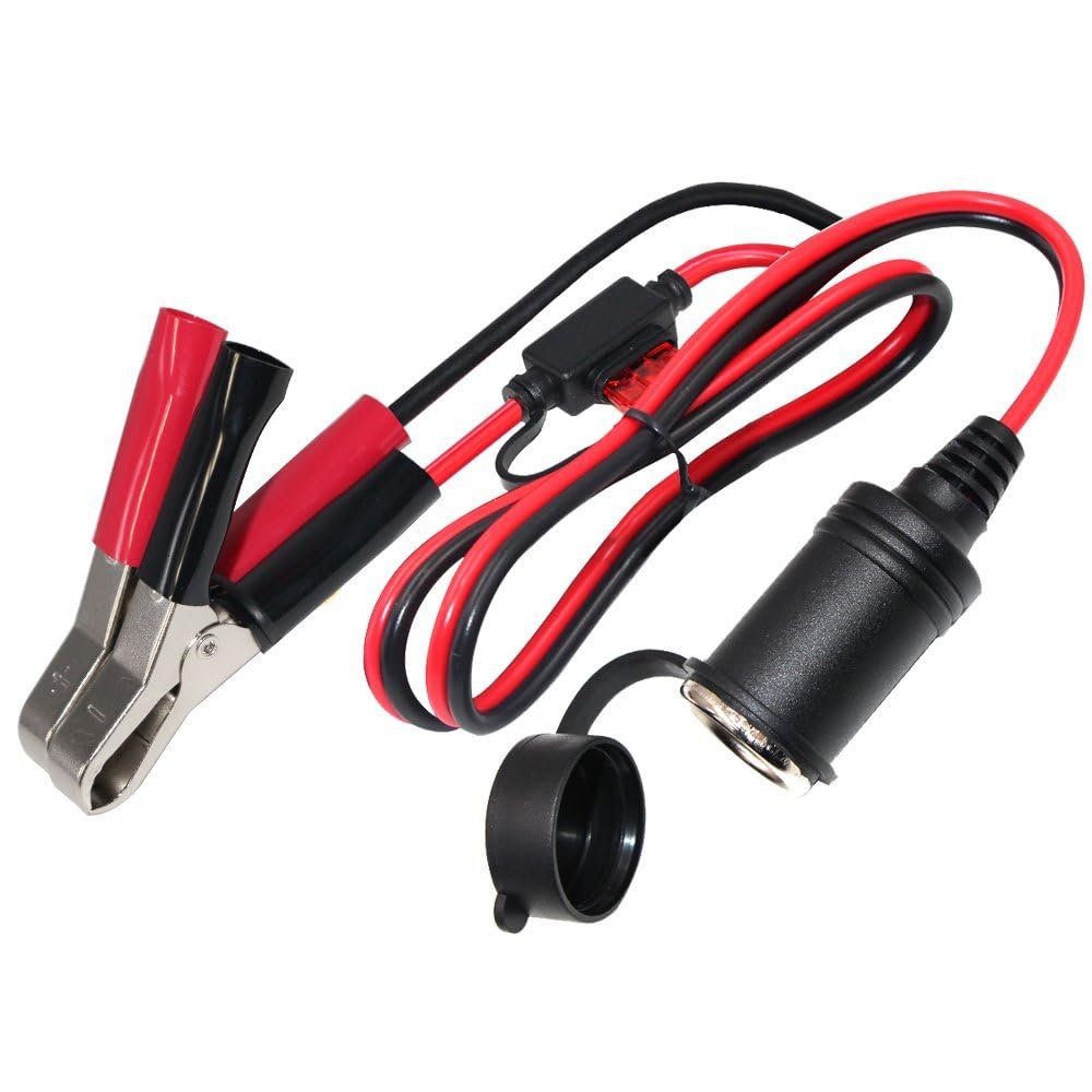 Photo 1 of KUNCAN Cigarette Lighter Adapter - Female Socket to 12v Battery Alligator Clips for Auto Car Battery Clamp to Lighter Plugs Cigar Charge Extension Cable Cord 2FT
