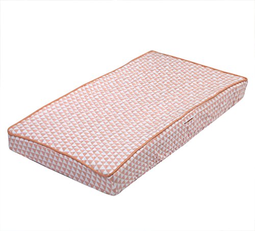 Bacati Noah Tribal Quilted Top Cotton Muslin with Polyester Batting Diaper Changing Pad Cover, Coral Triangles