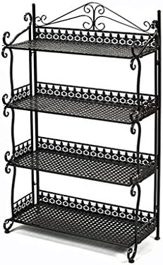 GAOYANG Iron Art Multilayer Railing Flower Stand Floor-Standing Balcony Flower Stand Bonsai Plant Stand Living Room Succulent Flower Shelf (Color : Black)