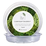 The Blooming Jungle Plant Saucer - 5 Pack of 9 Inch - Heavy Duty Deep Plastic Drip Tray - Clear Round Base for Under Houseplant Containers - Protect Floors from Water and Soil