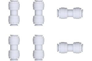 EZRODI 6pcs White Plastic Union Connector (5/16-in OD x 3/8-in OD, Push-to-Connect Reducing Coupling Fitting)