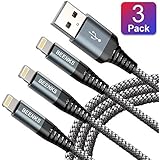 Heavy Duty Charger Cable 6FT 3Pack Mfi Certified Braided Charging Cord Long USB Power Cable Compatible with iPhone 11 Pro Max/X/XS/8 Plus/7 Pus/ 6s/ 6/5/5 s/5se / iPad Mini/Air