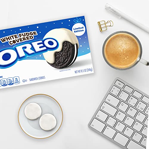 Oreo Limited Edition Sandwich Cookies, White Fudge Chocolate Covered, 8