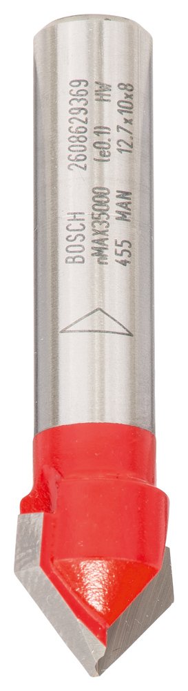 Bosch 2608629369 V-Grooving Cutter 12, 7x10x8mm, 0 V, Red/Silver