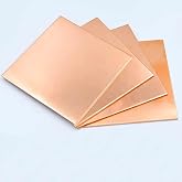 4 Pcs 99.9% Pure Copper Sheet, 6" x 6", 28 Gauge(0.3mm) Thickness | Double Sided Film Attached Copper Sheets Metal Plates for Crafting, Modelers, Jewelry, Repairs, Electrical