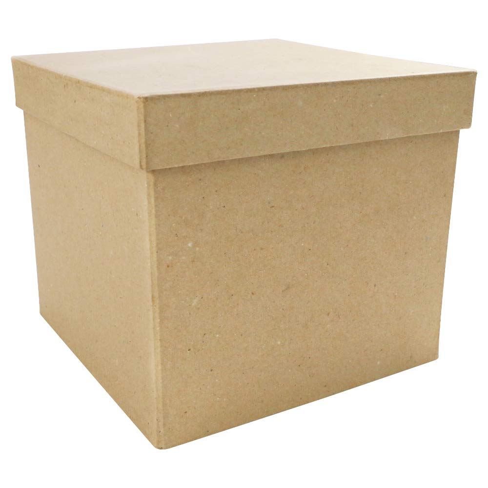 Décopatch Mache Tall Square Box, 16x16x14cm, Brown