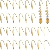 UNICRAFTALE About 50Pcs Golden Earring Hooks Stainless Steel Ear Wires Fish Hooks Metal Earring Hook with Loops Wide French Earrings Hooks for DIY Drop Jewelry Making Supplies 20x4.5x1mm