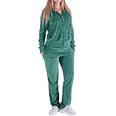 LeeHanTon Womens Jogging Suits Sets Running Velour Outfit Zipper Warm Up 2 Pieces Hoodie and Pant Tracksuit