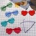 Xgood 7 Pieces Heart Shaped Love Sunglasses Rimless Sunglasses Transparent Candy Color Goggles 7 Colors Frameless Eyewear for Women Girls
