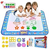 pipigo Water Doodle Mat 38.5 X 29.5 Inches Extra Large Kid Magic Aqua Drawing mat Painting Board with 3 Pens 1 Magic Brush Educational Toys Gifts for Boys Girls Toddlers 2 3 4 5 6 7 + Year Old
