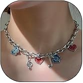 GIGB PBDK Silver Chain Heart Love Charm Tassel Choker Necklace, Note Butterfly Adjustable Dainty Outfits Cuban Necklace, Trendy Collar Jewelry Gift for Women