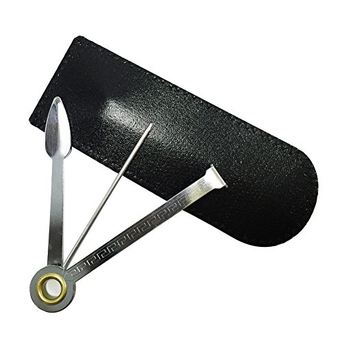 FULUSHOU (Black Leather Pouch )Tobacco Pipe Tool 3 In 1 Pipe Reamer Simple Pipe Knife