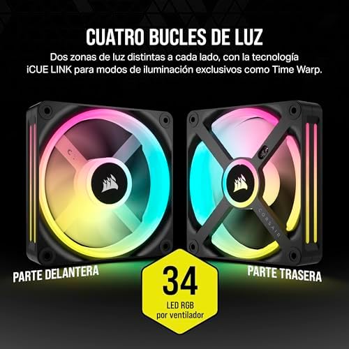 Corsair iCUE Link QX120 RGB 120mm Magnetic Dome Fans Triple Starter Kit com iCUE Link System Hub - Preto