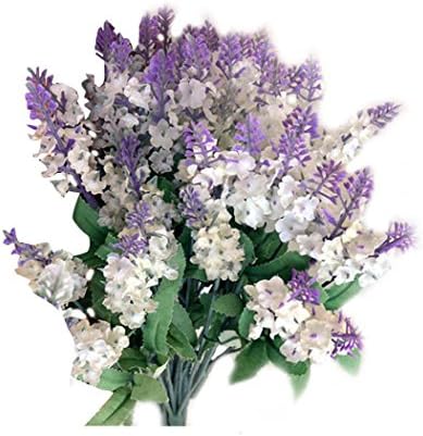 Xiting Artificial Flowers Lavender Bouquet in Purple Artificial Plant for Home Decor Wedding Garden Patio Decoration (White)