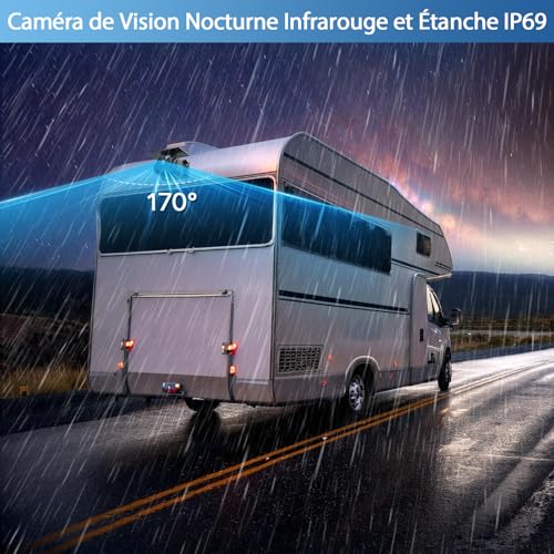 VASTEND Solar Wireless Backup Camera, 10000 mAh Rechargeable Battery Magnetic Camera with 7 Inch Monitor, 170° Wide Angle, DIY Installation, for Trucks, Campers, Caravans