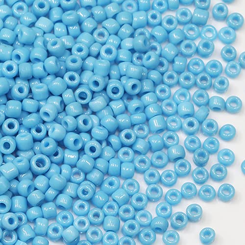 Tibaoffy Light Blue Beads Size 8/0 Crafts Glass Seed Beads 3mm for Jewelry Making (Total About 100gm About 3600pcs)
